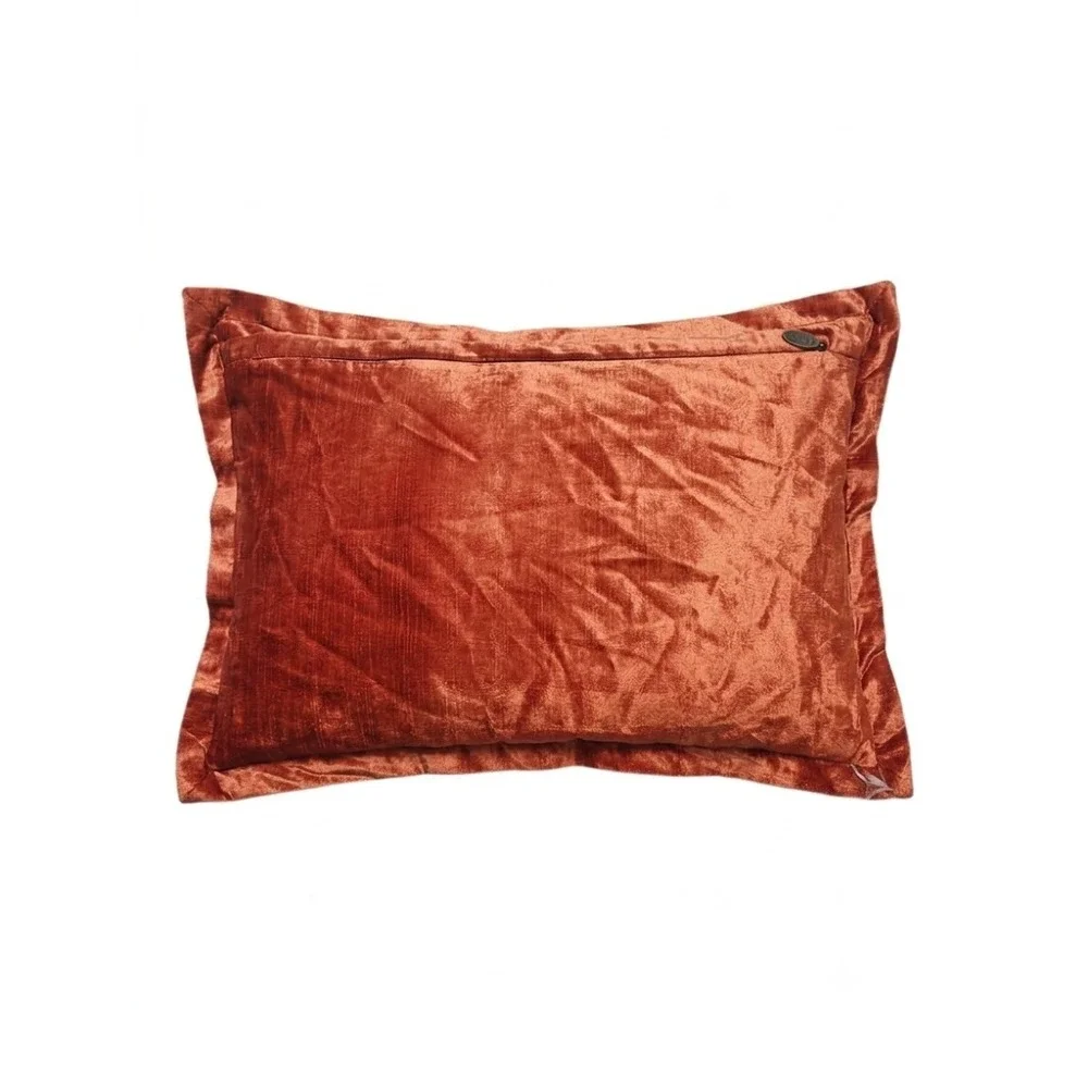 Pier 1 Imports Rust Velvet Pleated Studded Pillow Sham Lumbar Accent Cover